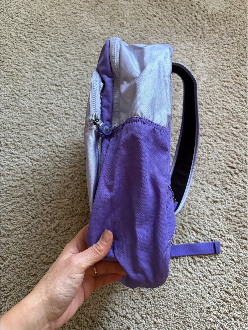 Kipling Seoul Large Metallic Purple Laptop Backpack  NWOT two tone